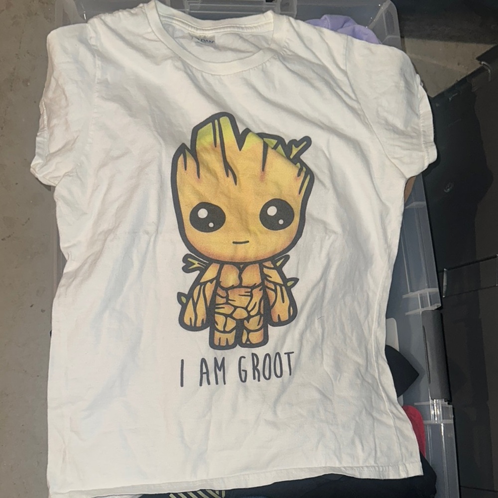Gildan White Short Sleeve Tee with Groot Graphic